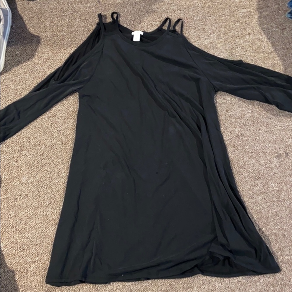 Black off the shoulder long sleeve dress